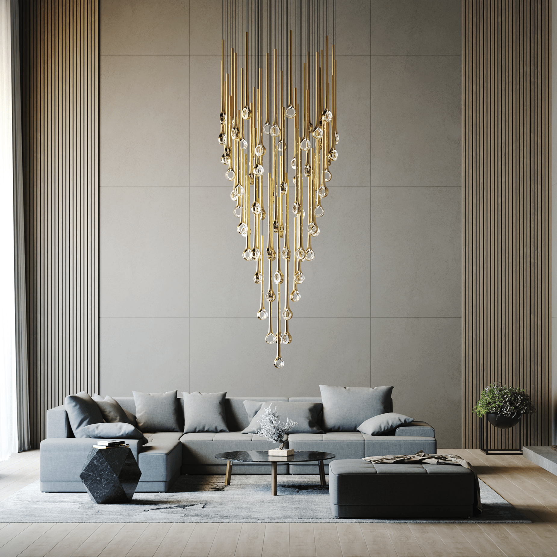 Waterdrop Ring Art Glass Chandelier - Loonglight