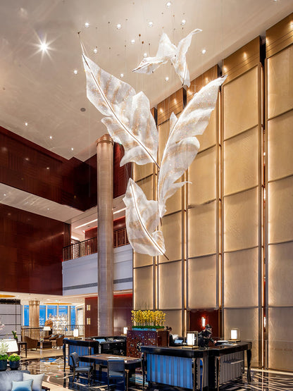 Falling Glass Leaf Chandelier - Loonglight