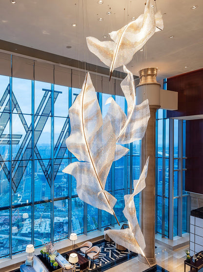 Falling Glass Leaf Chandelier - Loonglight