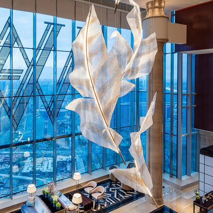 Falling Glass Leaf Chandelier - Loonglight