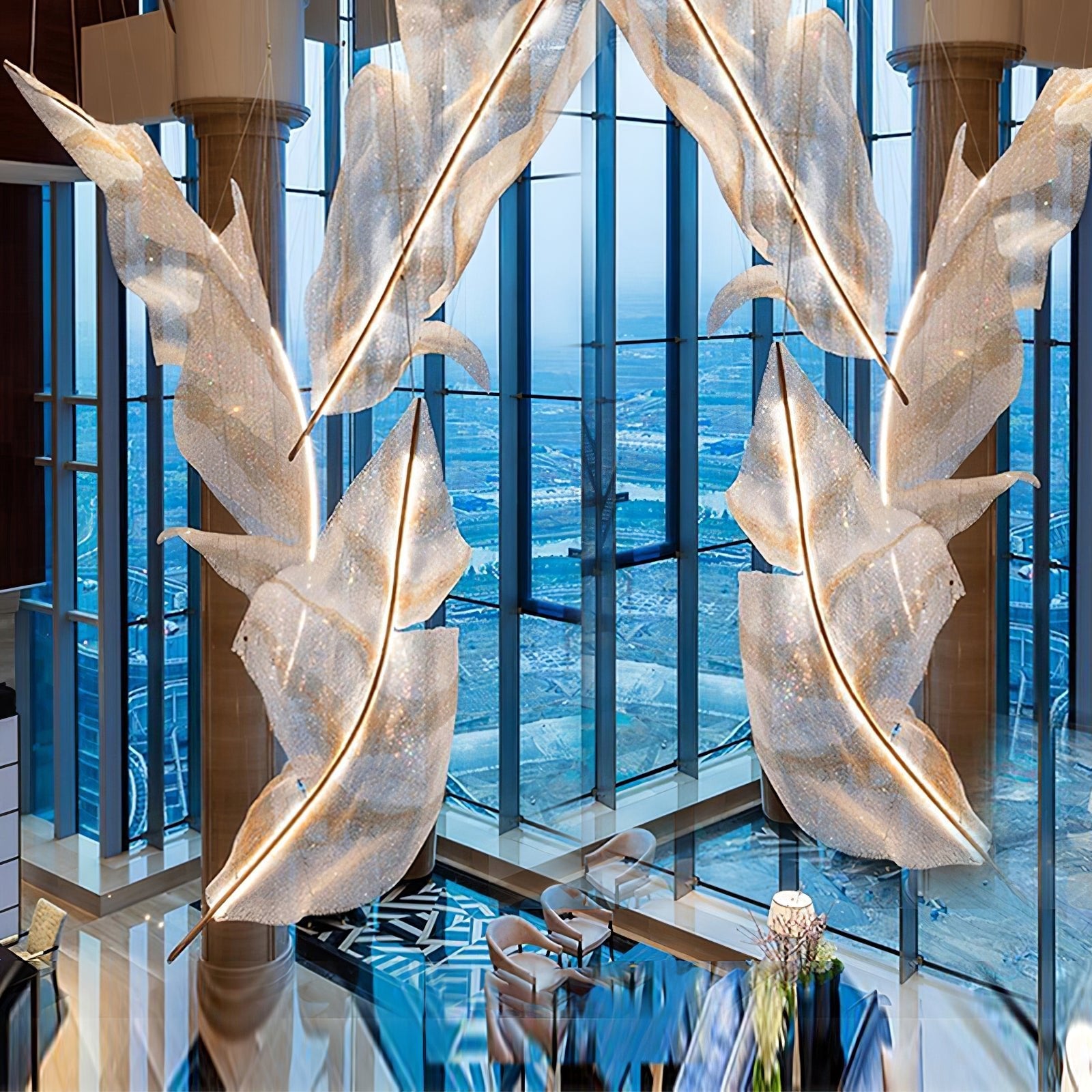 Falling Glass Leaf Chandelier - Loonglight