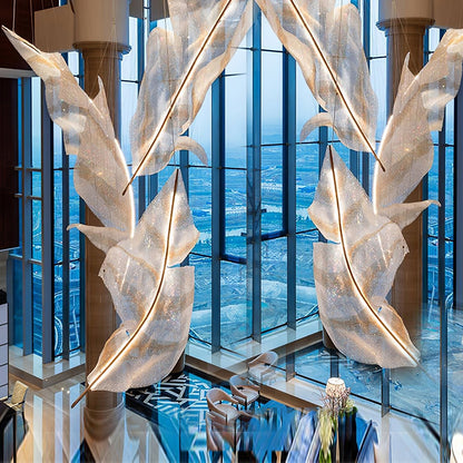 Falling Glass Leaf Chandelier - Loonglight