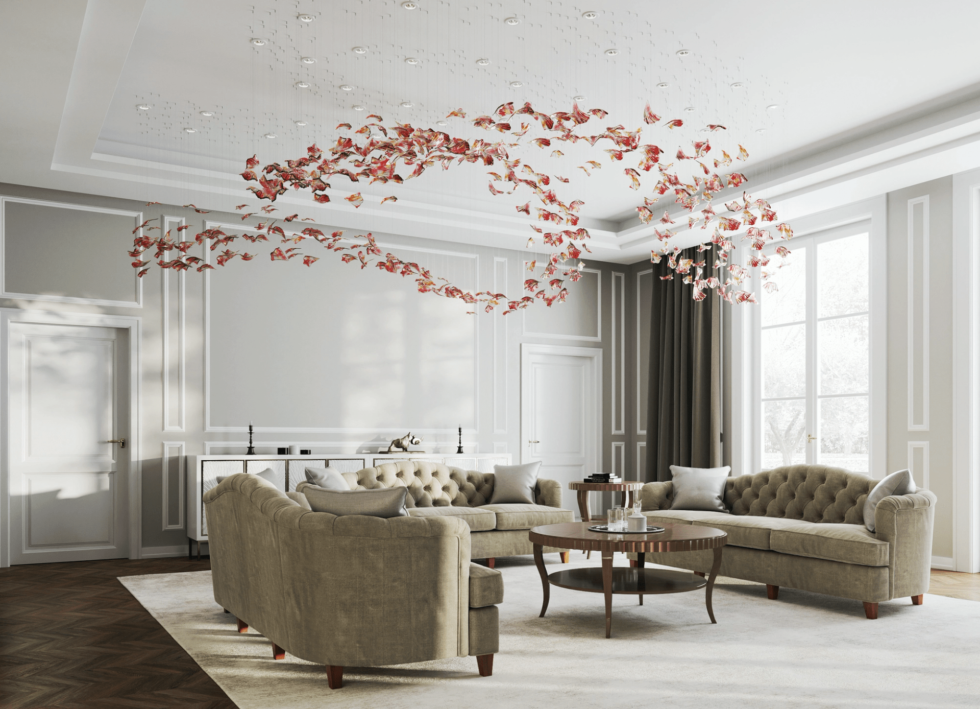 Flamenco Glass Leaf Chandelier - Loonglight