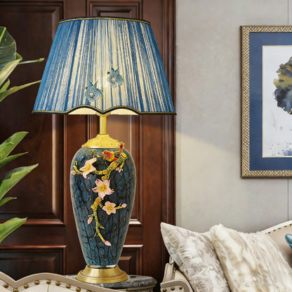 Florence Blue Floral Enamel Table Lamp