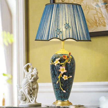 Florence Blue Floral Enamel Table Lamp
