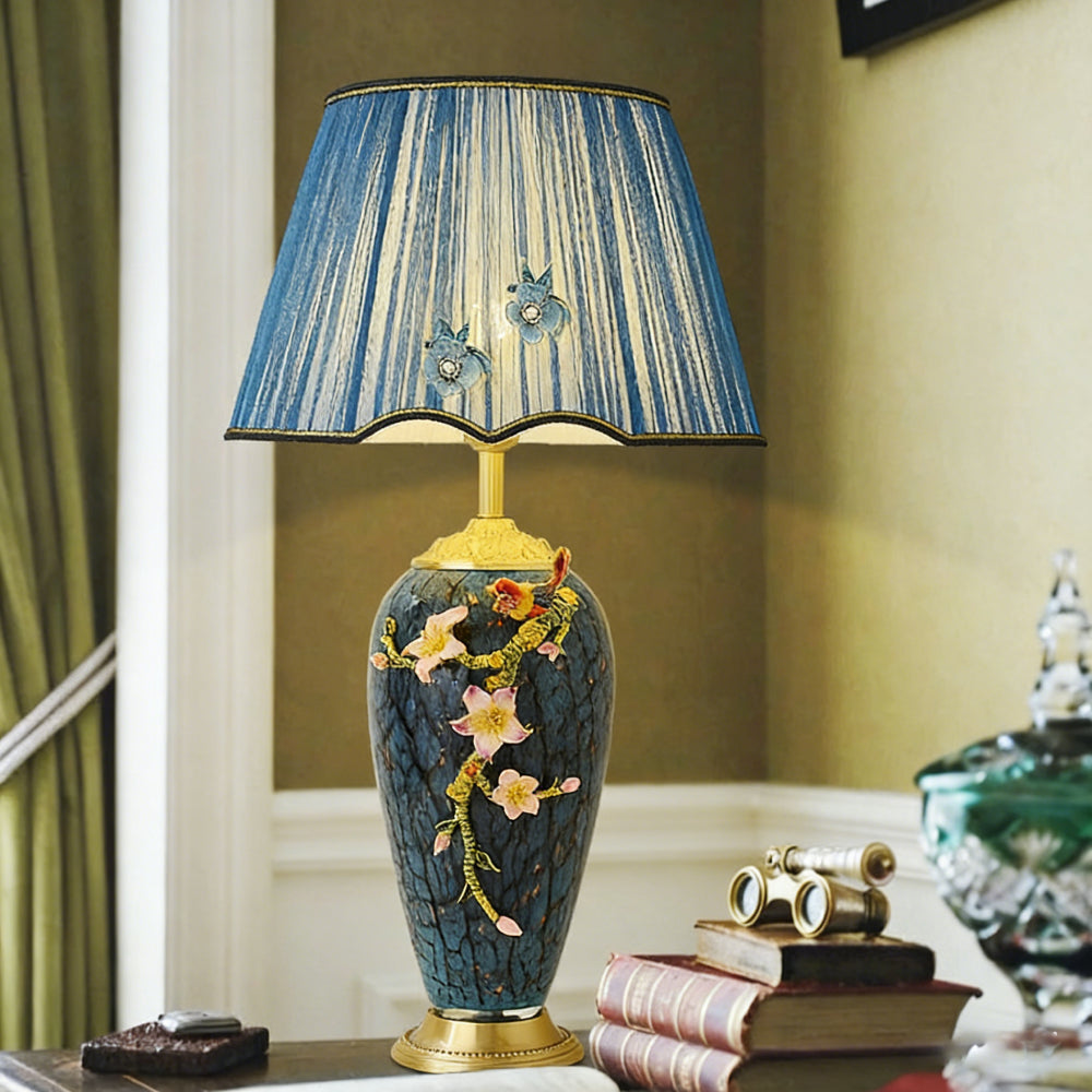 Florence Blue Floral Enamel Table Lamp
