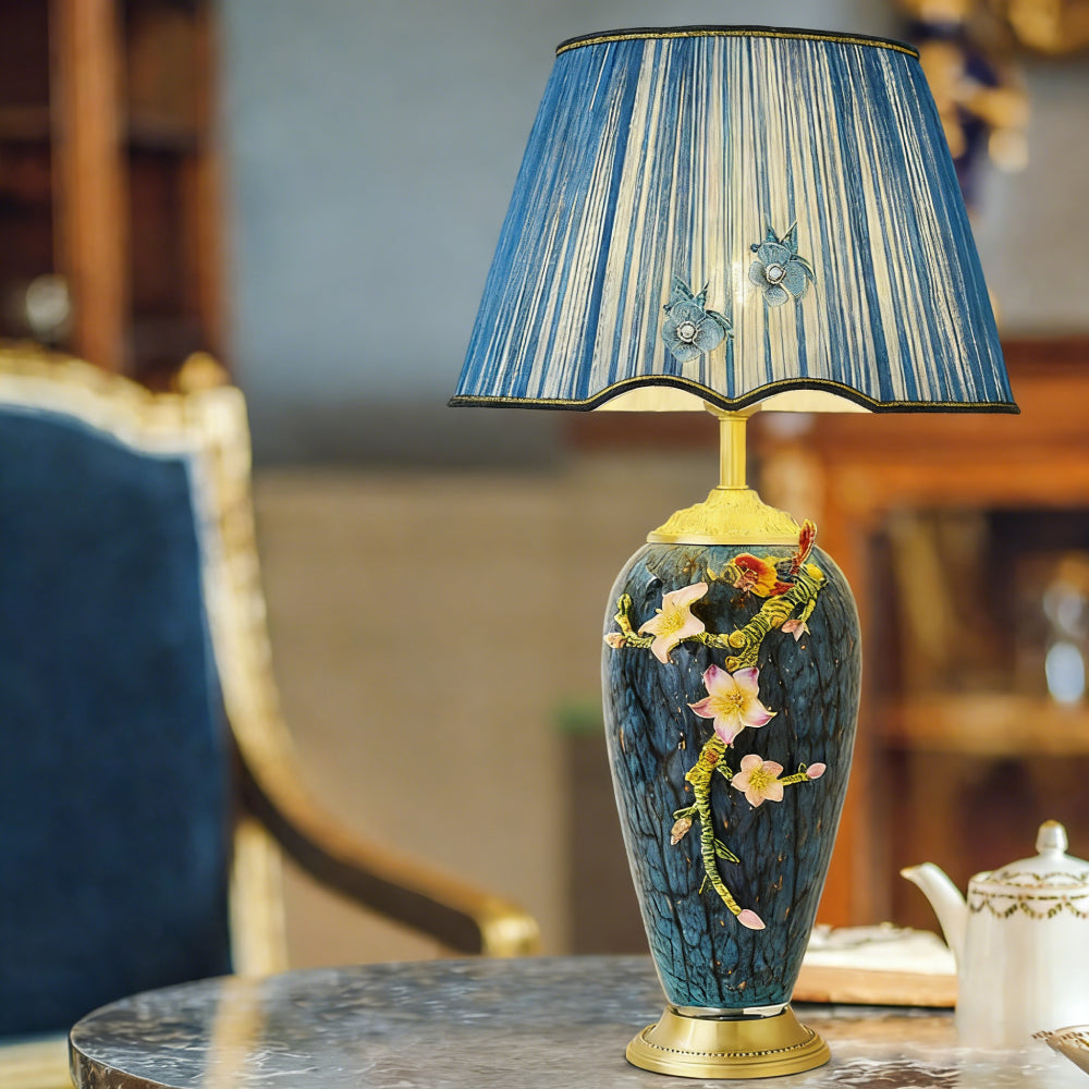 Florence Blue Floral Enamel Table Lamp