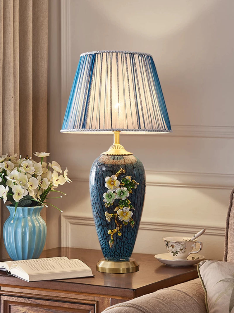 Florence Blue Floral Enamel Table Lamp