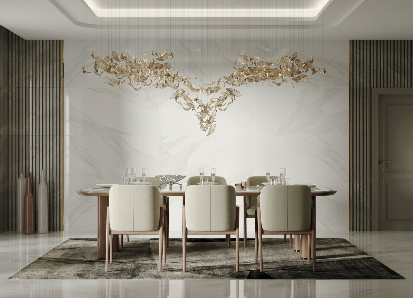 Fluttering Glass Leaf Chandelier - Loonglight