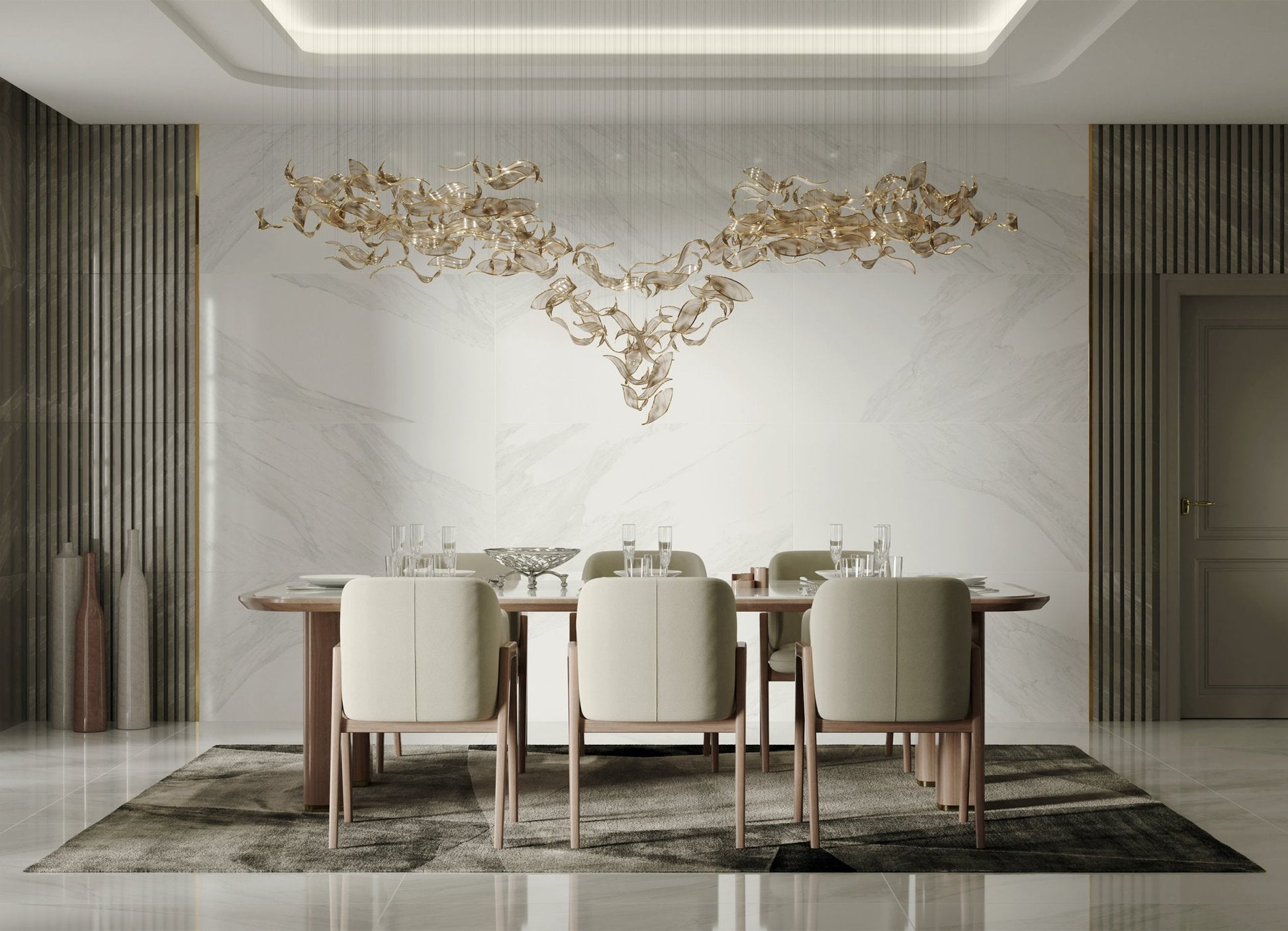 Fluttering Glass Leaf Chandelier - Loonglight