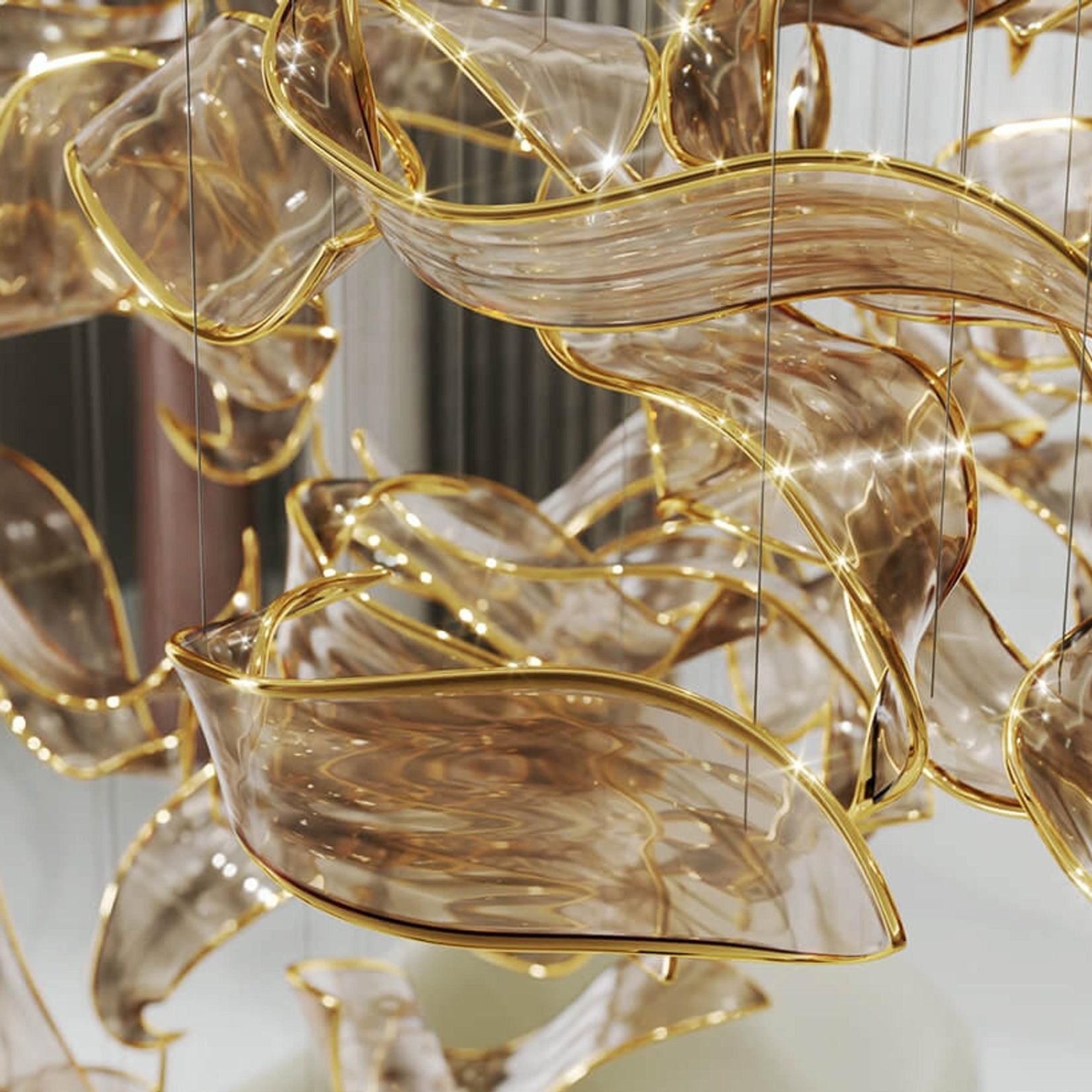 Fluttering Glass Leaf Chandelier - Loonglight