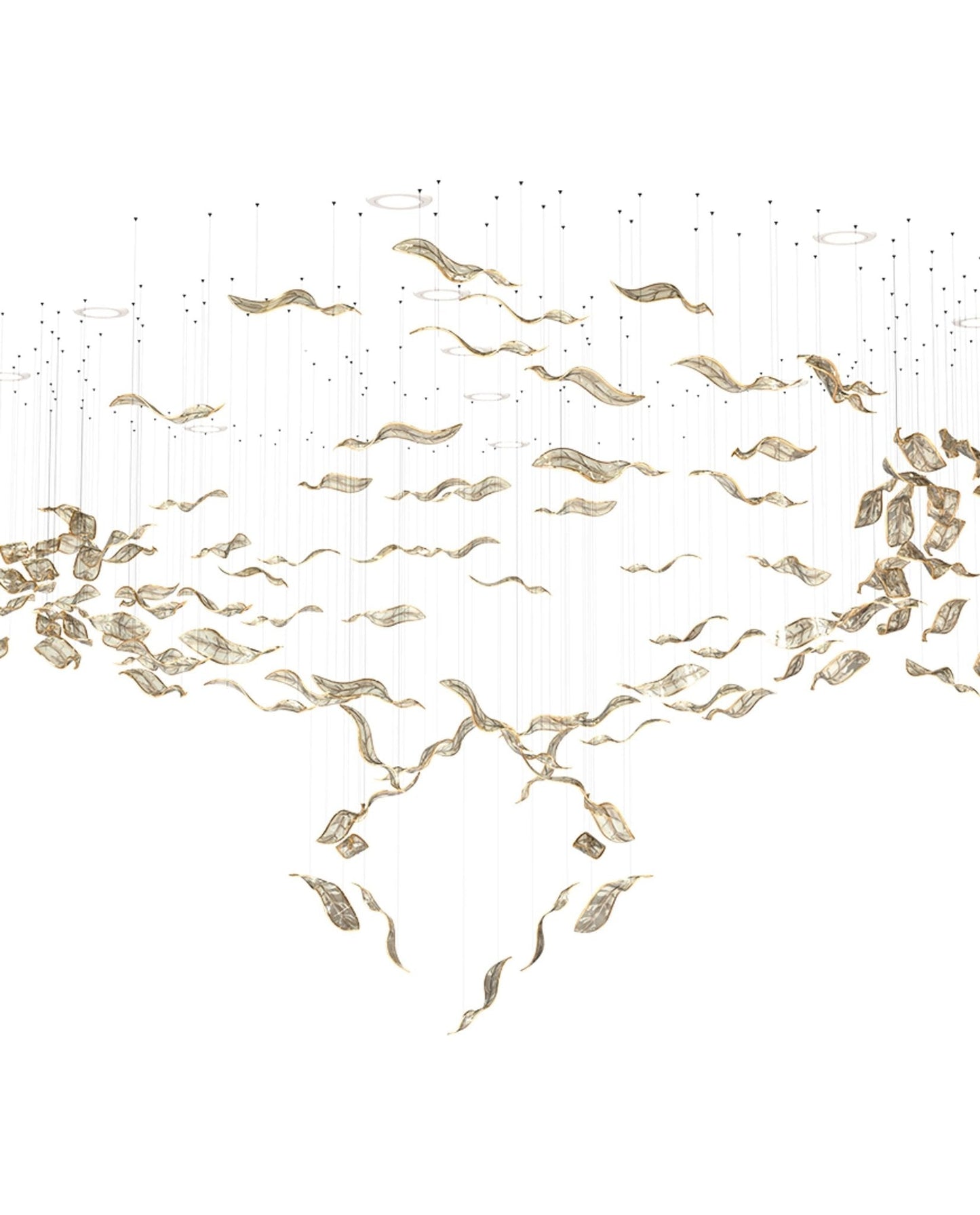 Fluttering Glass Leaf Chandelier - Loonglight