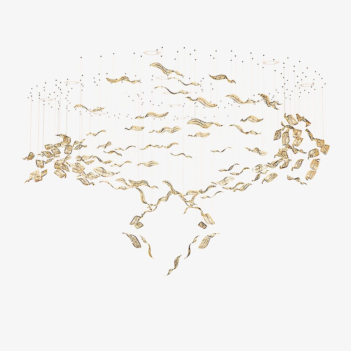 Fluttering Glass Leaf Chandelier - Loonglight