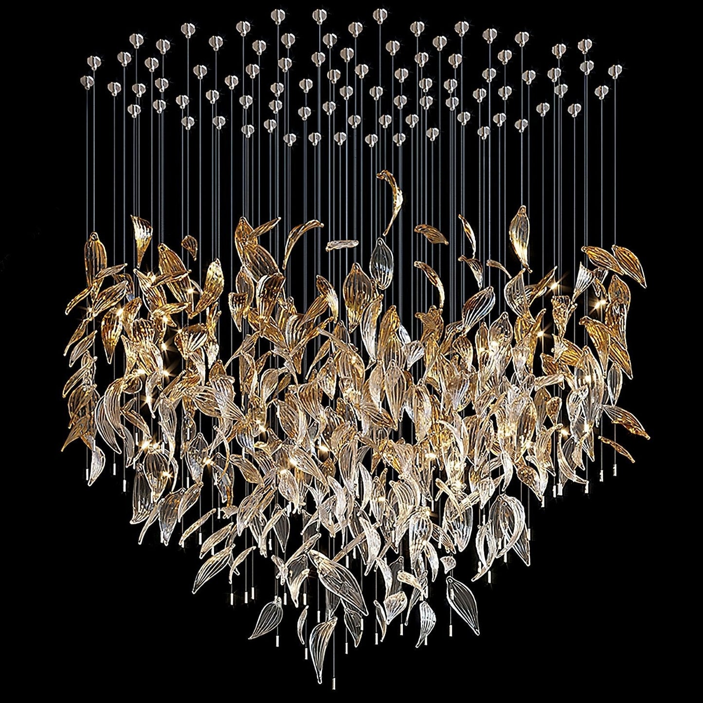 Fluttering Glass Leaf Chandelier - Loonglight