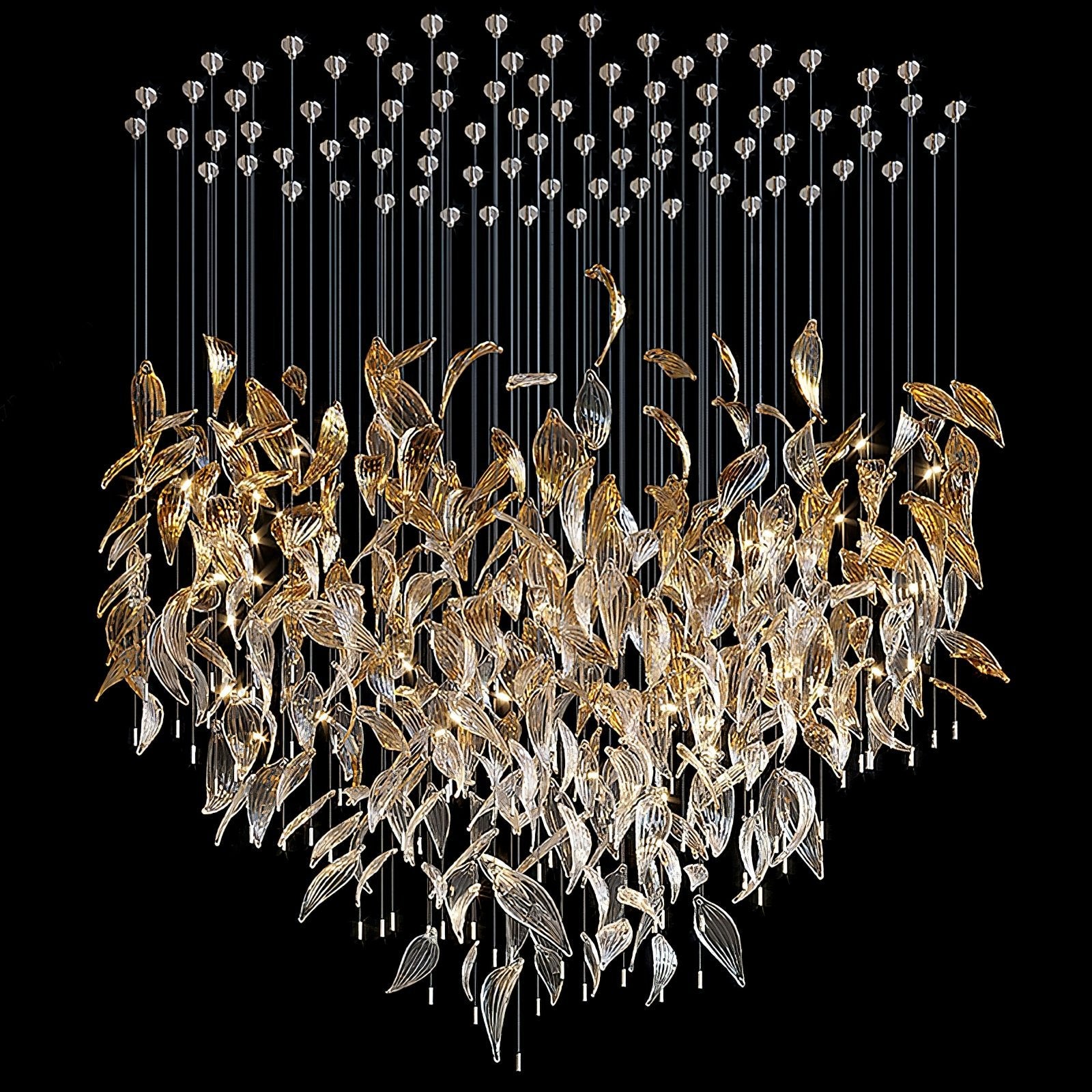 Fluttering Glass Leaf Chandelier - Loonglight