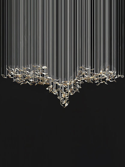 Fluttering Glass Leaf Chandelier - Loonglight