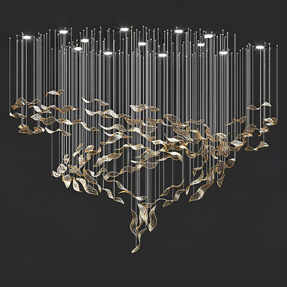 Fluttering Glass Leaf Chandelier - Loonglight