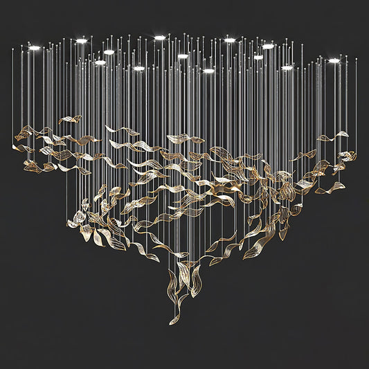 Fluttering Glass Leaf Chandelier - Loonglight