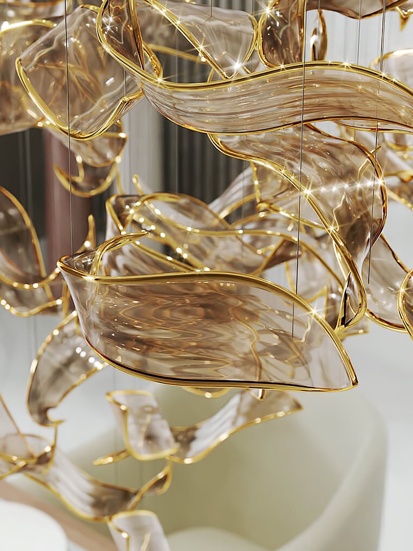 Fluttering Glass Leaf Chandelier - Loonglight