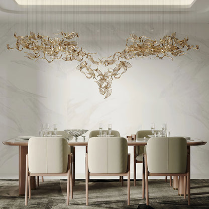 Fluttering Glass Leaf Chandelier - Loonglight