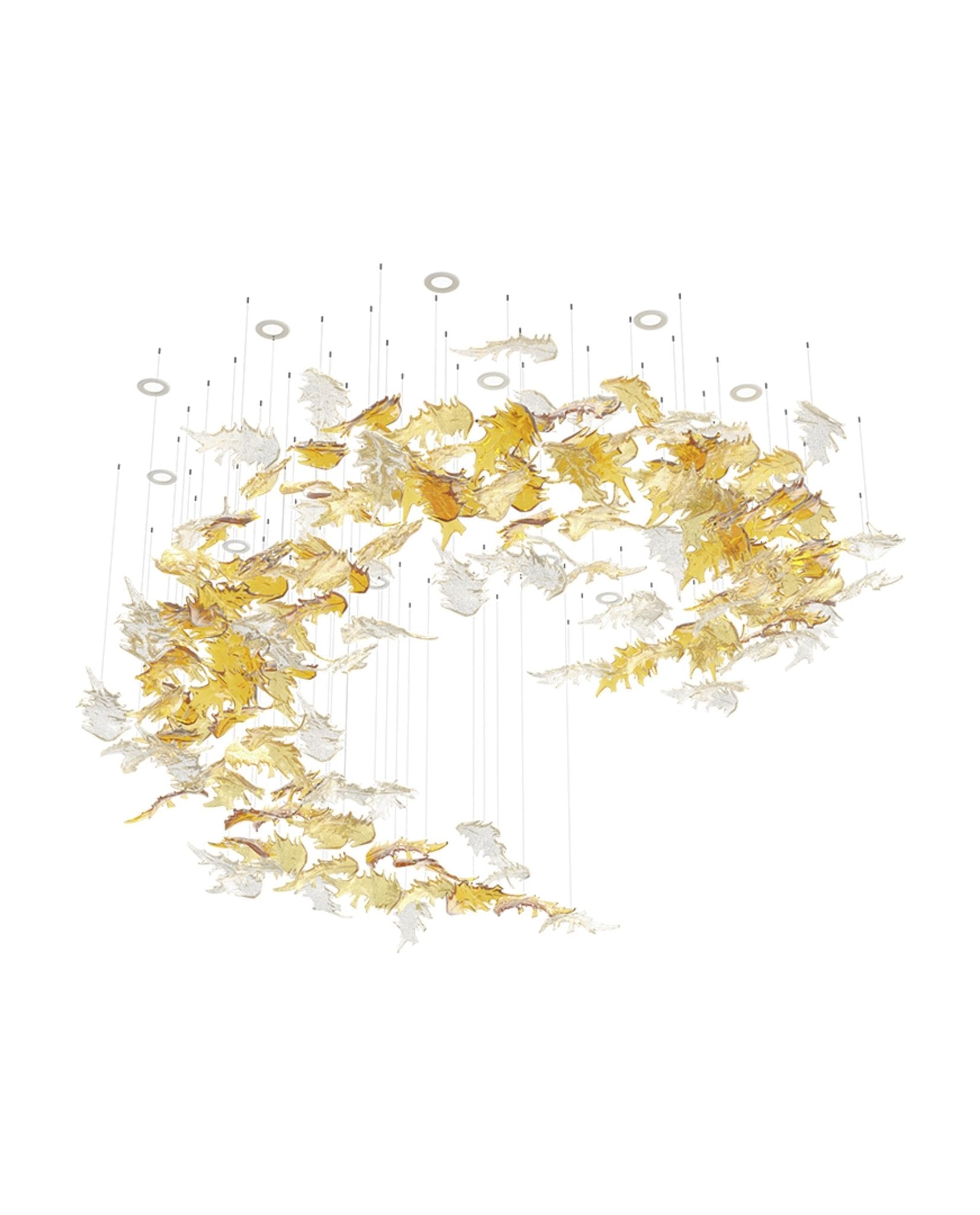 Luxury Cascading Glass Leaf Chandelier - Loonglight