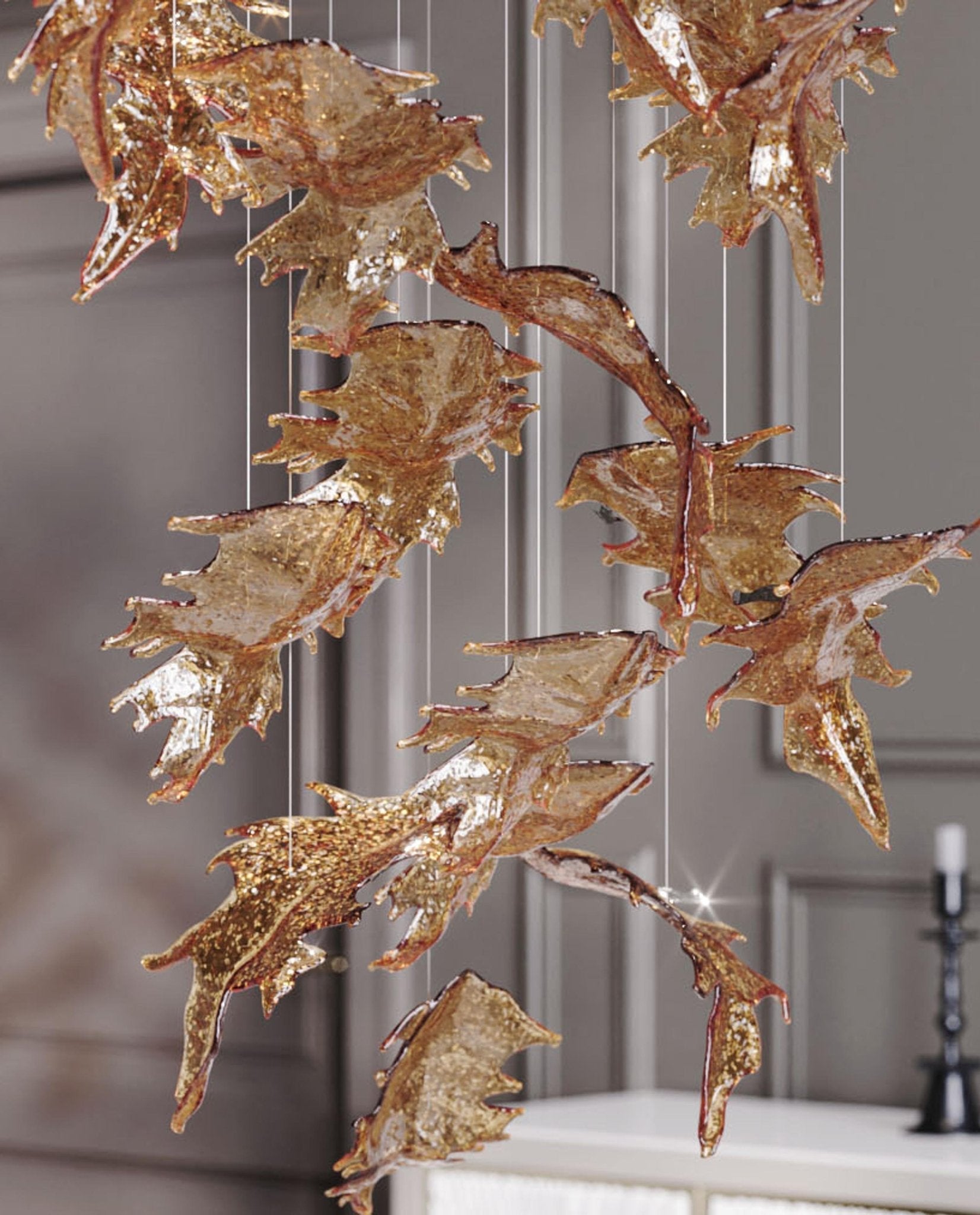 Luxury Cascading Glass Leaf Chandelier - Loonglight