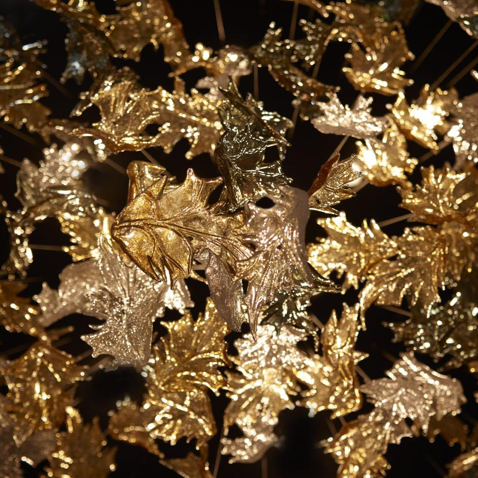 Luxury Cascading Glass Leaf Chandelier - Loonglight