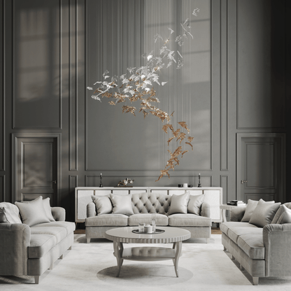 Luxury Cascading Glass Leaf Chandelier - Loonglight