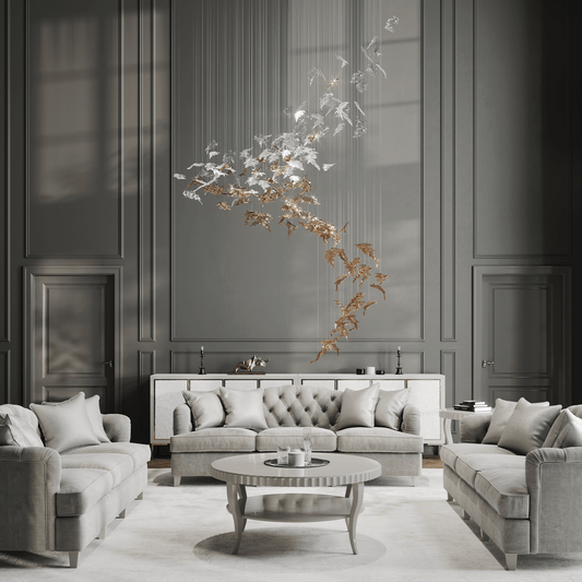 Luxury Cascading Glass Leaf Chandelier - Loonglight