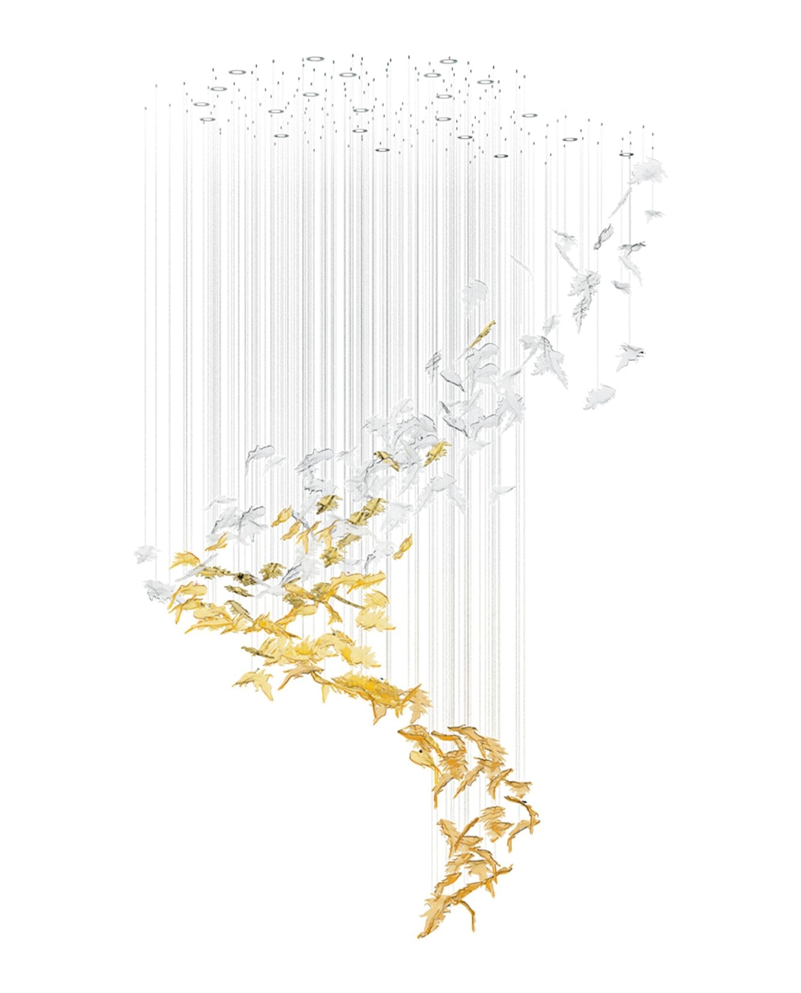 Luxury Cascading Glass Leaf Chandelier - Loonglight