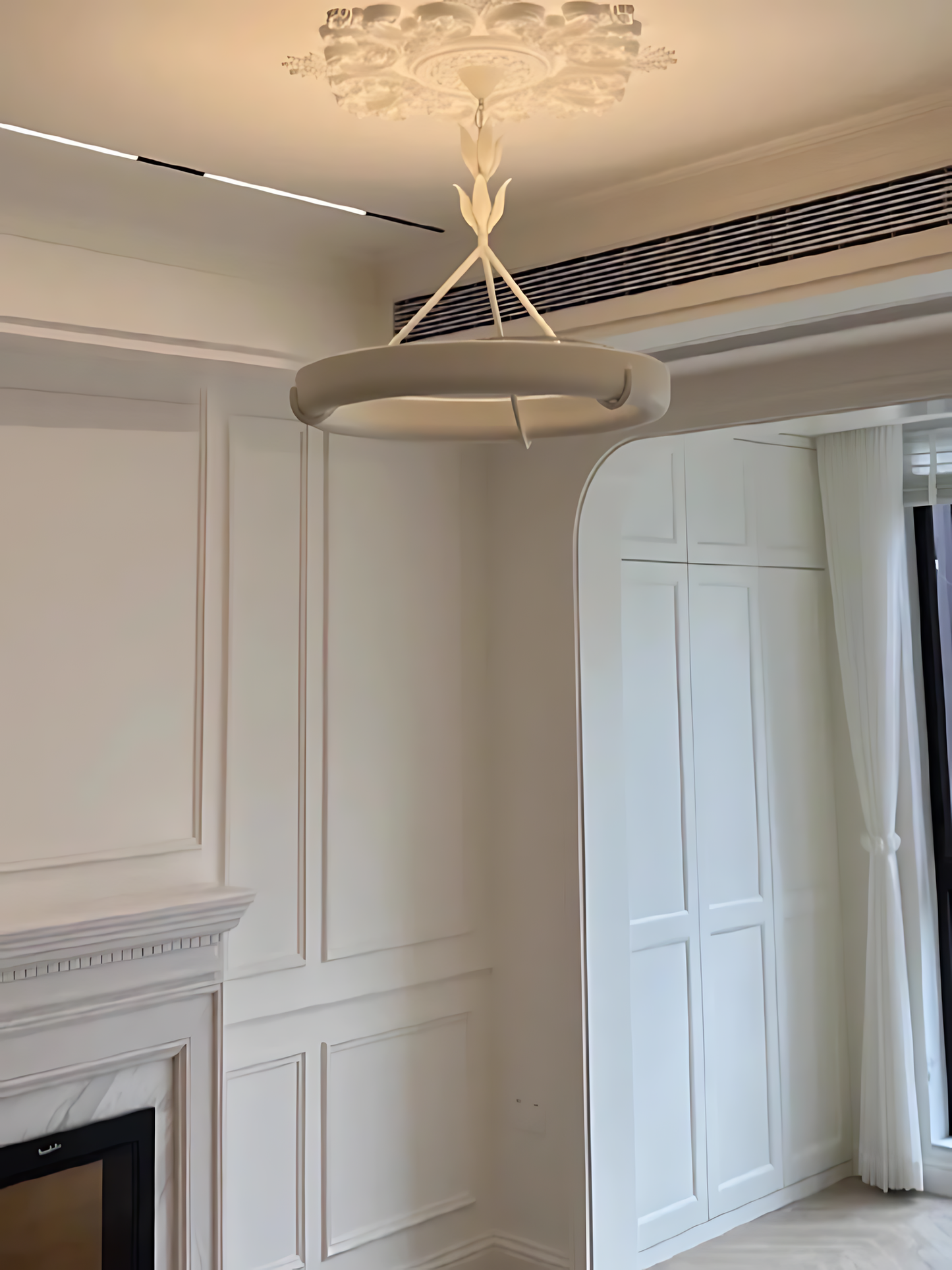 French White Plaster Chandelier