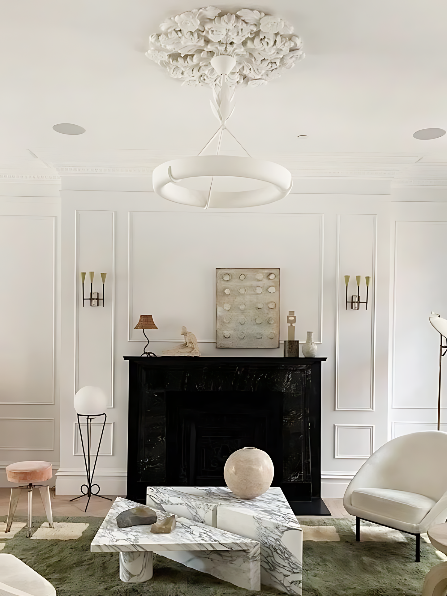 French White Plaster Chandelier