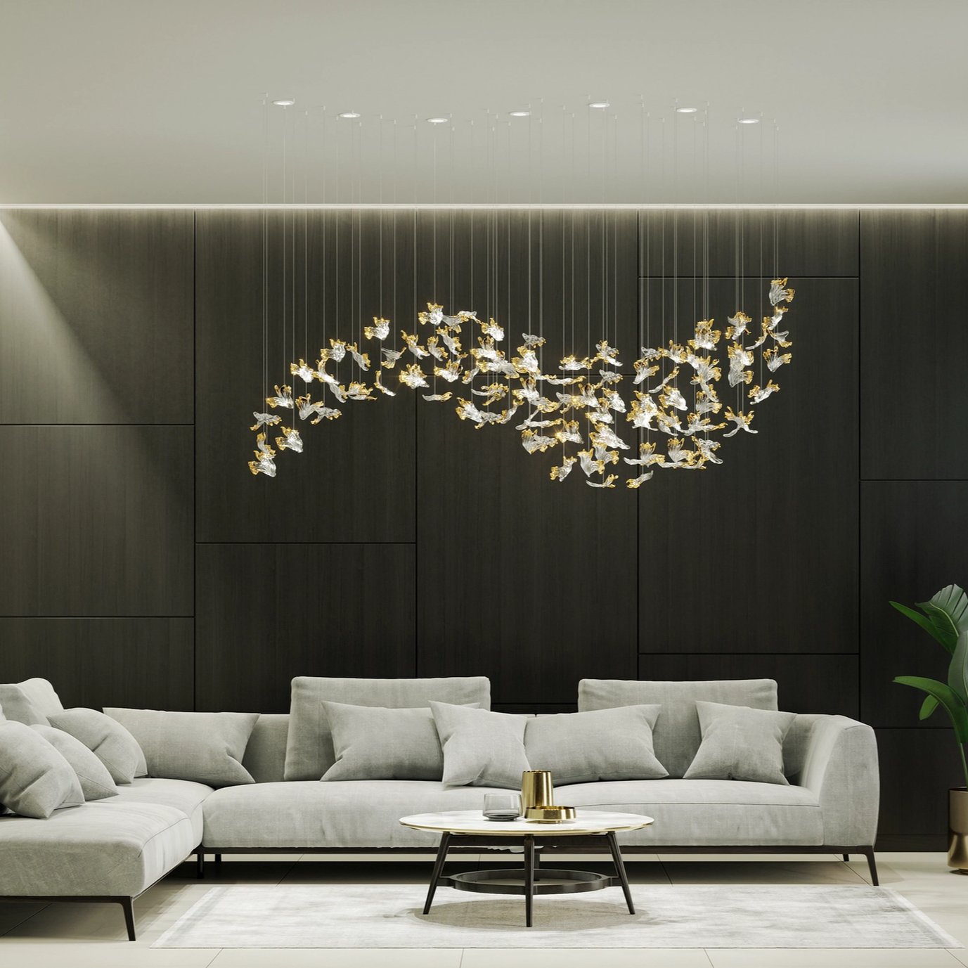 Petals Glass Leaf Chandelier - Loonglight