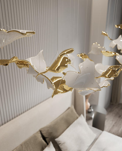 Ginkgo Glass Leaf Chandelier - Loonglight