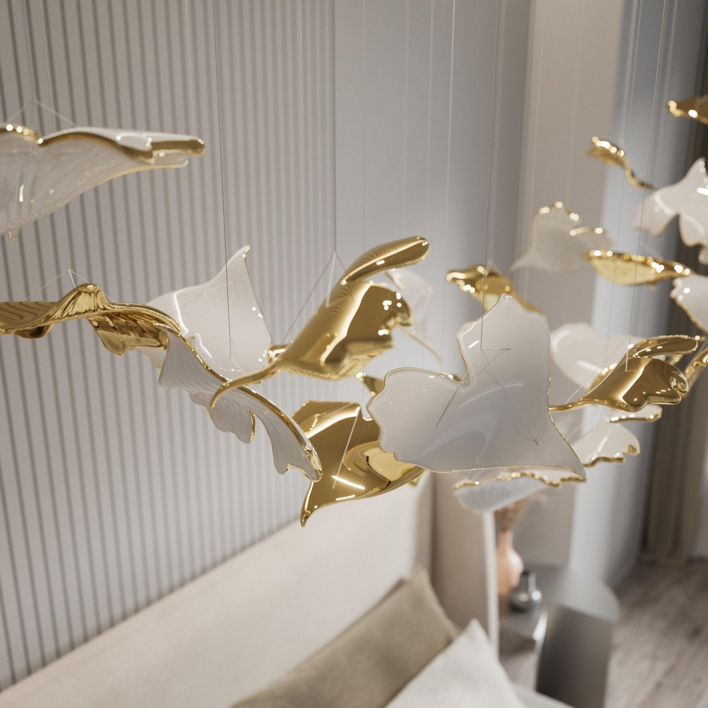 Ginkgo Glass Leaf Chandelier - Loonglight