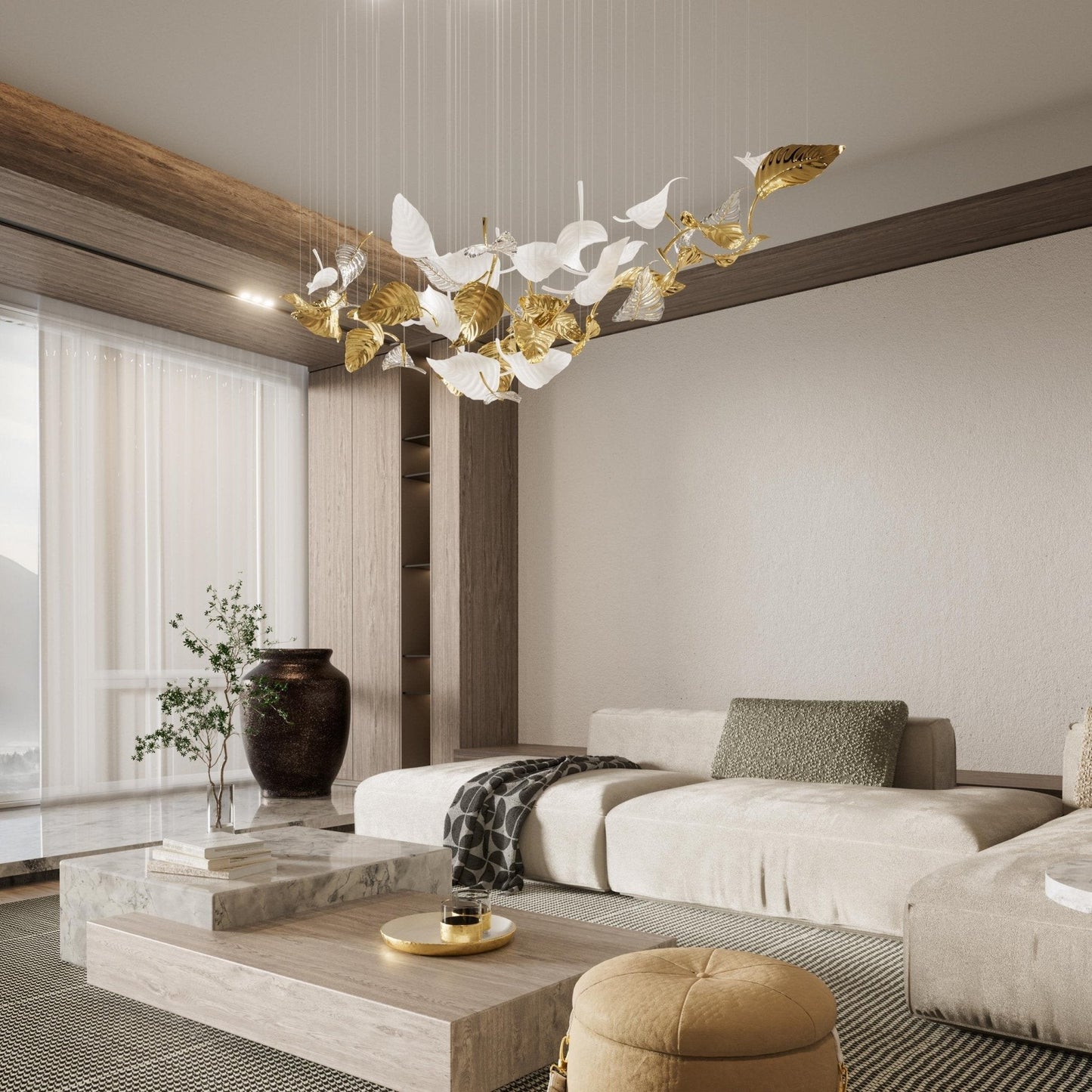 Linden Glass Leaf Chandelier - Loonglight