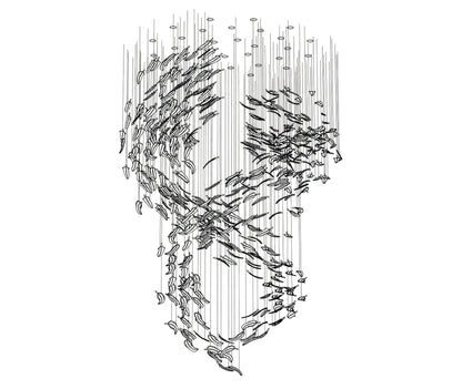 Artistic Glass Feather Chandelier - Loonglight