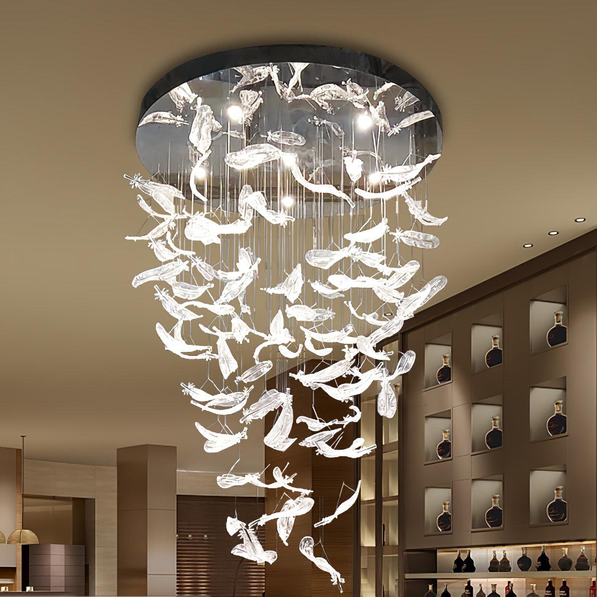 Artistic Glass Feather Chandelier - Loonglight
