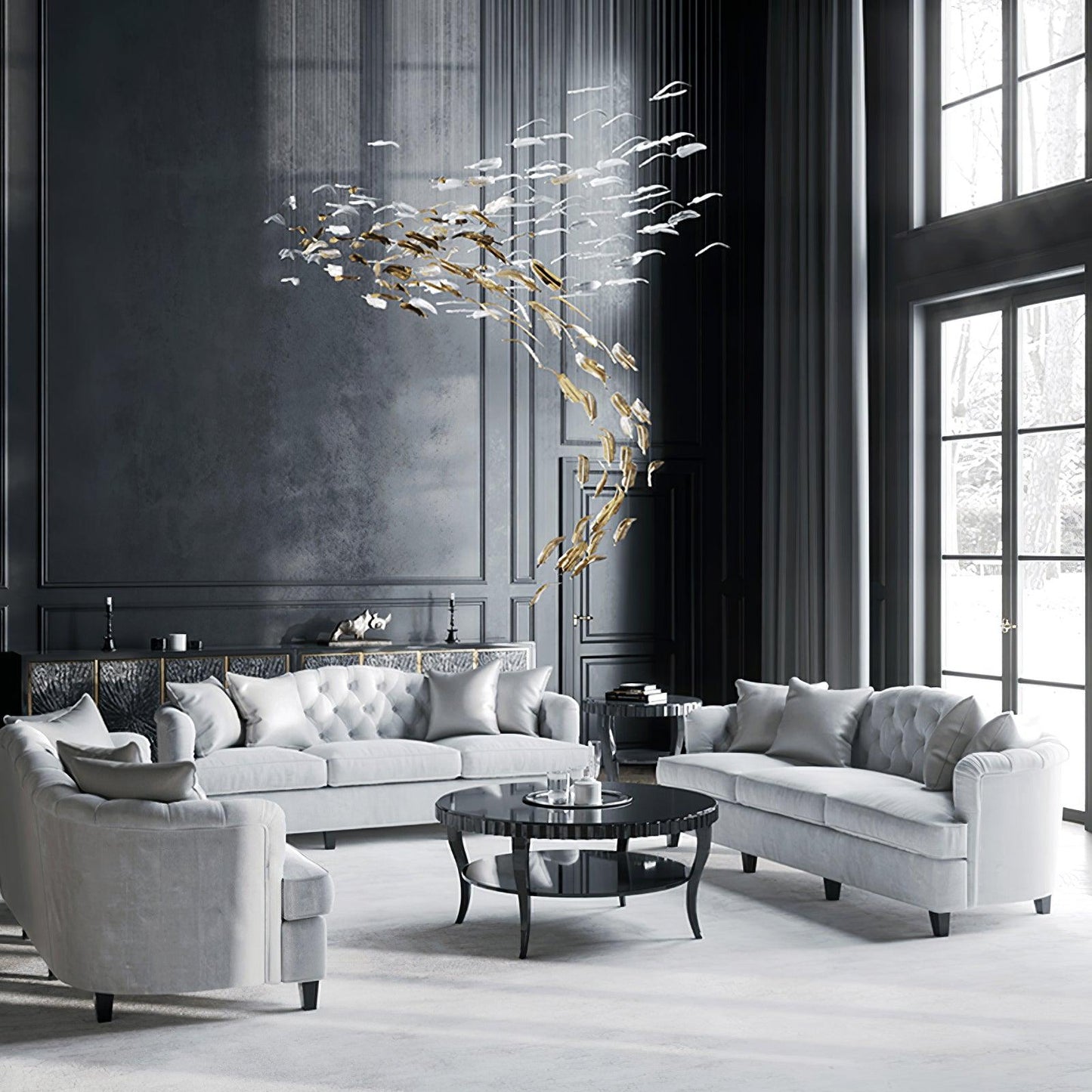 Artistic Glass Feather Chandelier - Loonglight