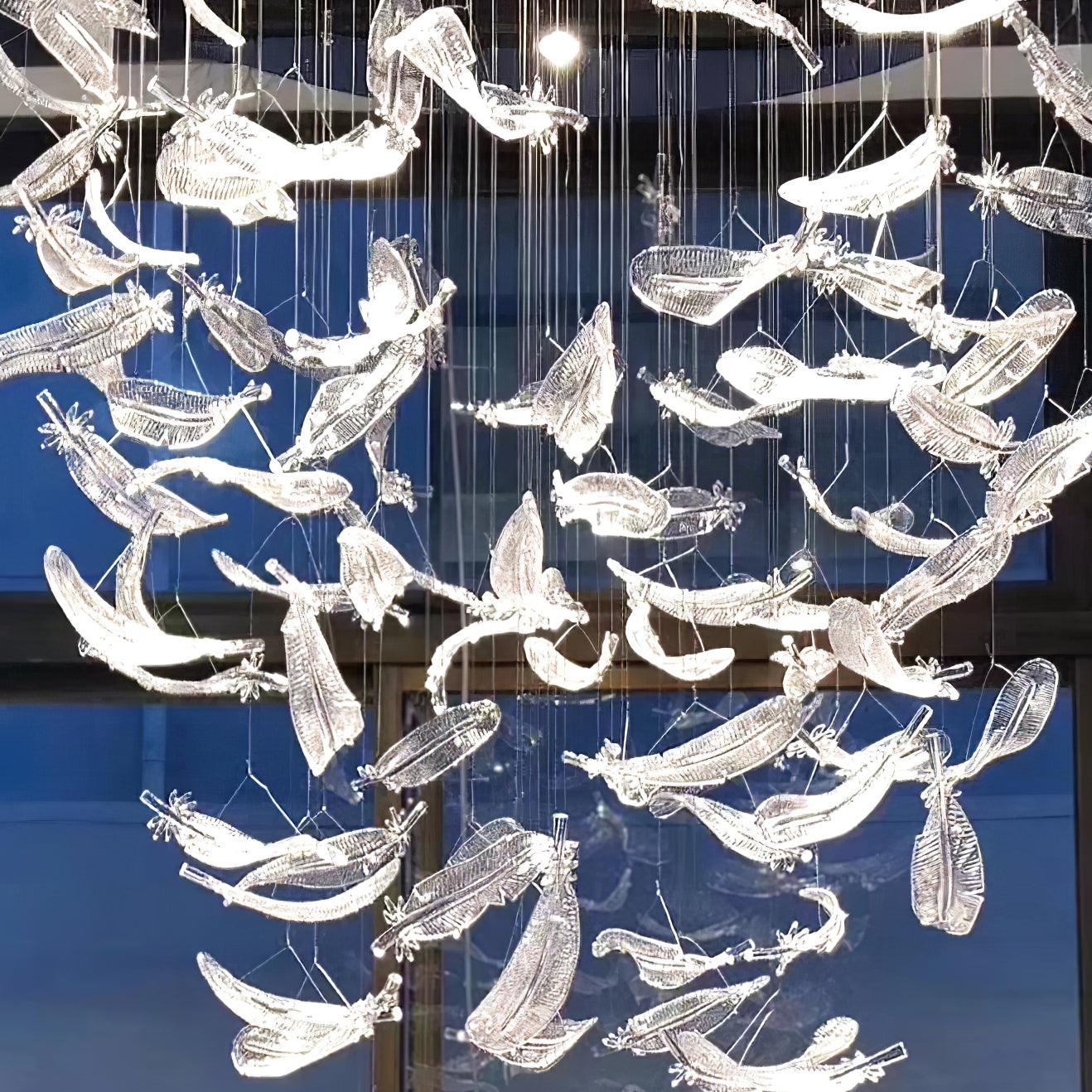 Artistic Glass Feather Chandelier - Loonglight