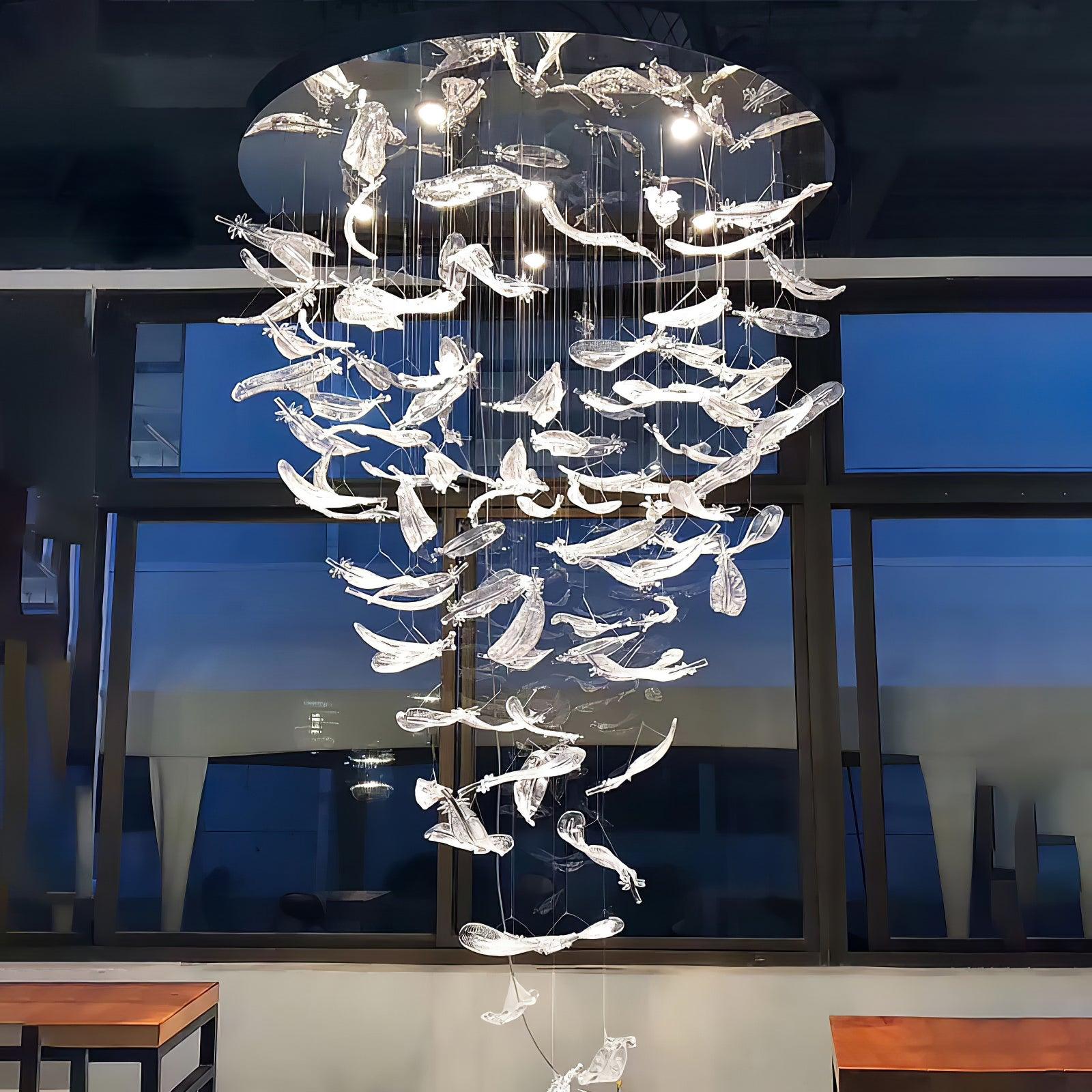 Artistic Glass Feather Chandelier - Loonglight