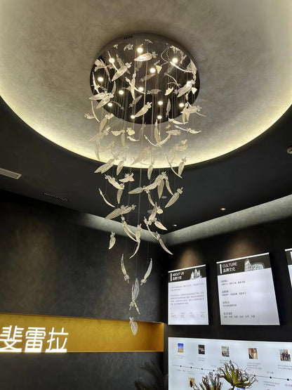 Artistic Glass Feather Chandelier - Loonglight