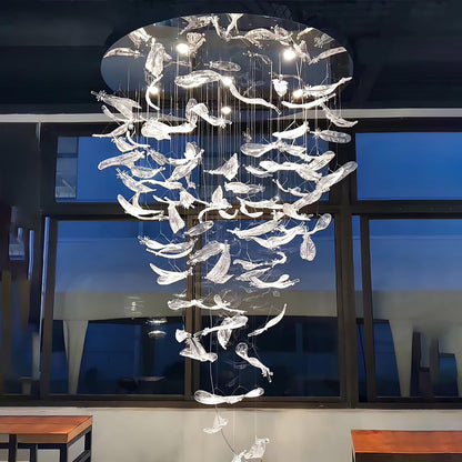 Artistic Glass Feather Chandelier - Loonglight
