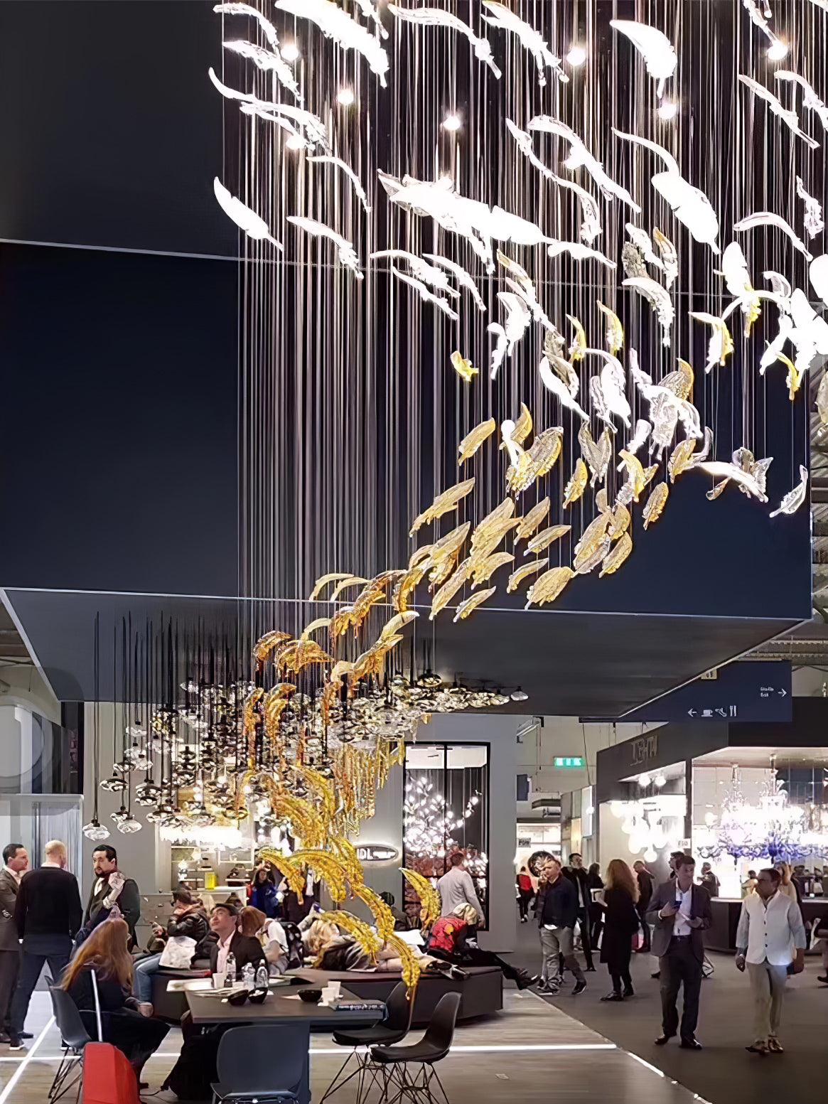 Artistic Glass Feather Chandelier - Loonglight