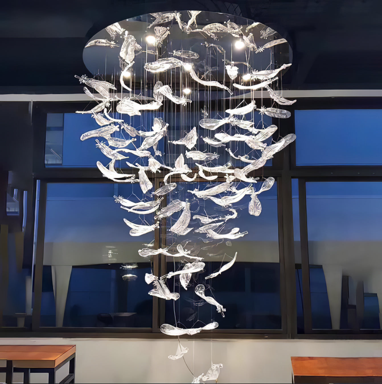 Artistic Glass Feather Chandelier