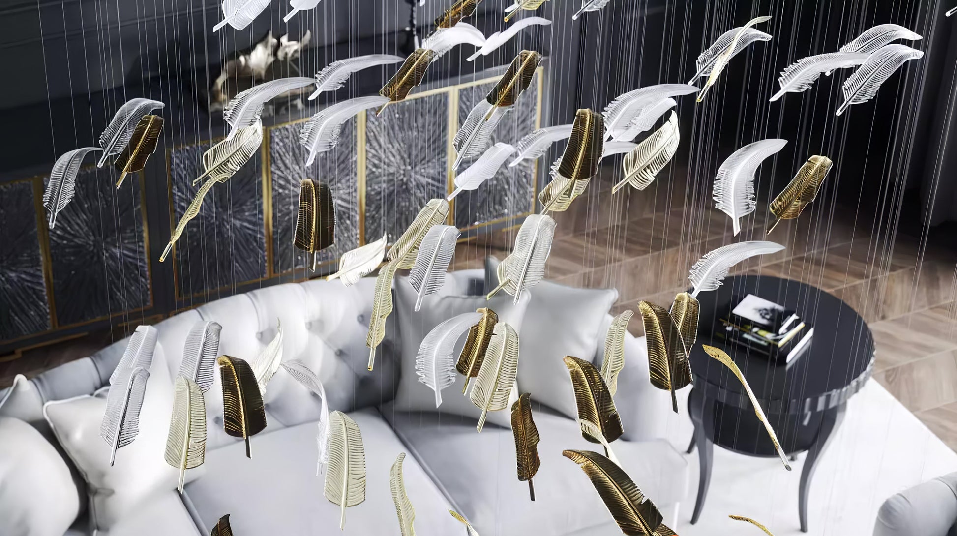 Artistic Glass Feather Chandelier - Loonglight