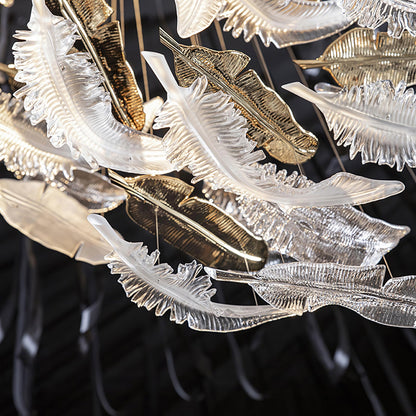 Artistic Glass Feather Chandelier - Loonglight