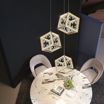 Gold Lattice Pendant Light - Loonglight