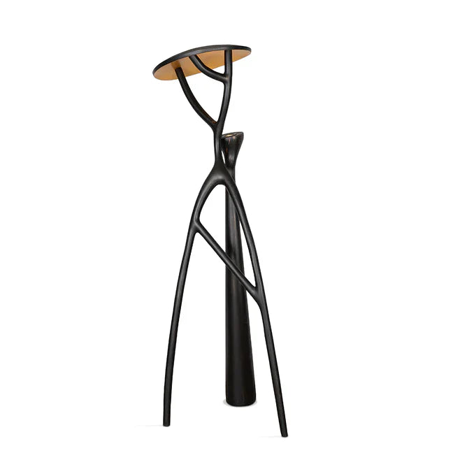 Isolated Human Standing Floor Lamp showing its footprint and sculptural frame