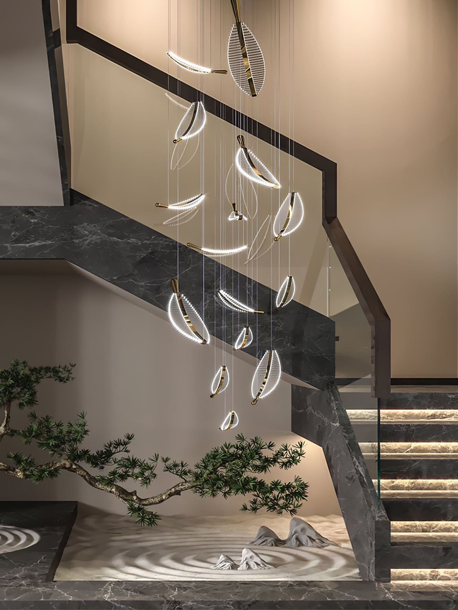 Banana Leaf LED Chandelier - Loonglight